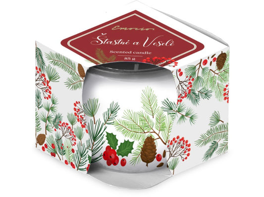 Vianočná vonná sviečka v skle - Veselé Vianoce