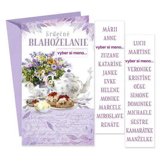 Blahoželanie s menom k narodeninám alebo meninám (výber mena) - pre ženu
