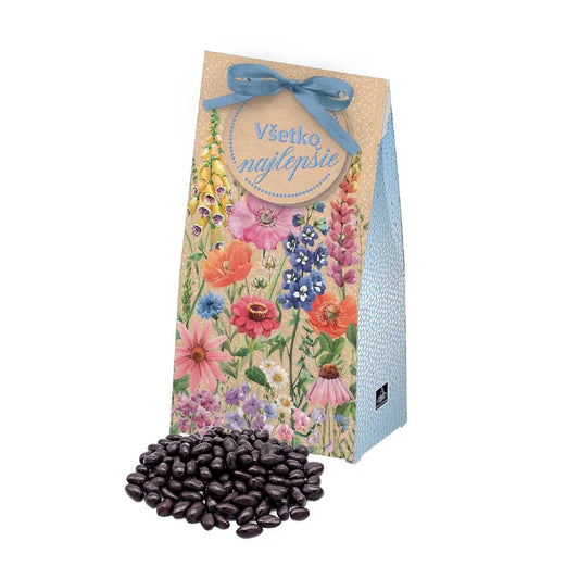 Hrozienka v horkej čokoláde v darčekovej krabičke Všetko najlepšie 80g