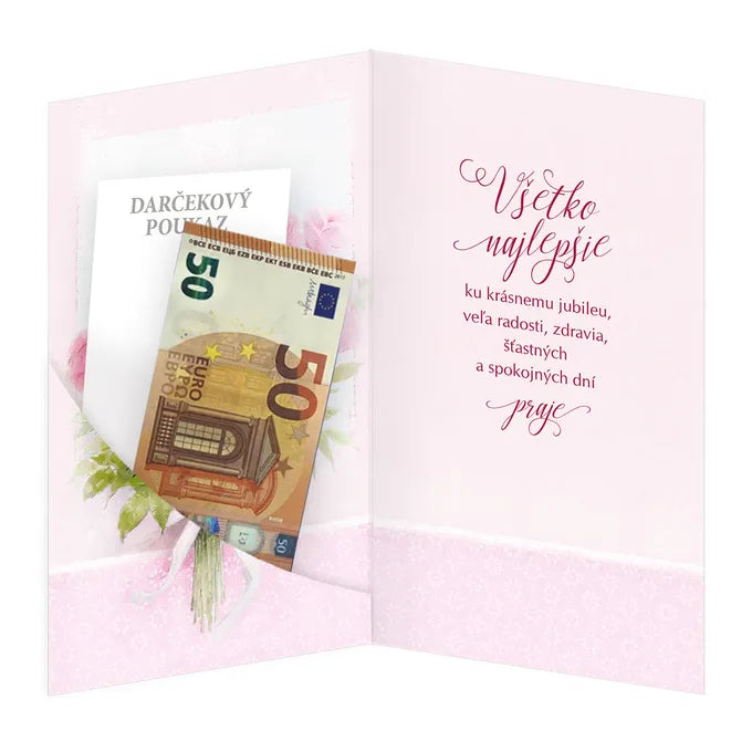 Blahoželanie k 50. jubileu - Ružové ruže
