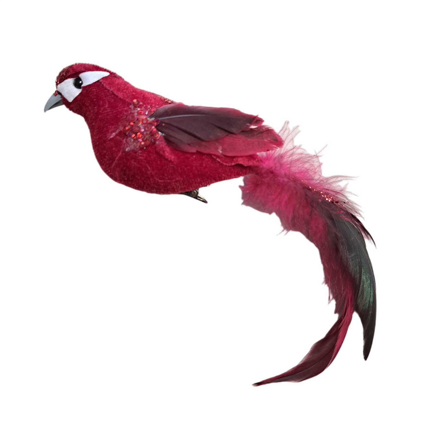 Vtáčik s pierkom 1ks červený