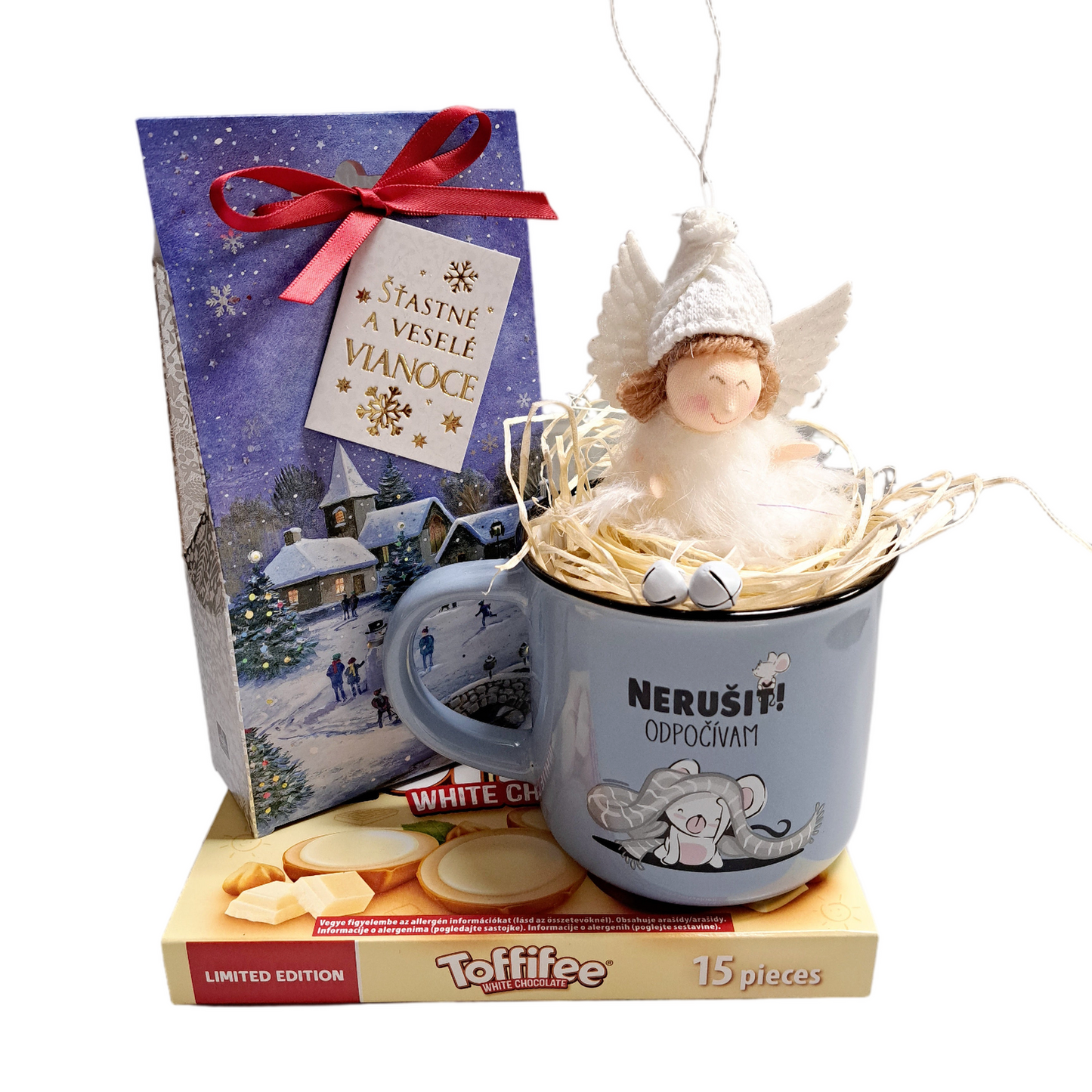 Vianočný balíček Hrnček s čajom - modrý