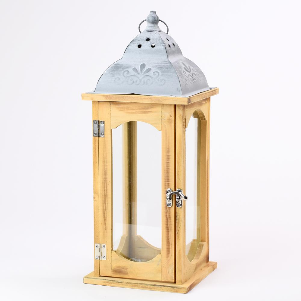 Lampáš drevo kov 41cm - hnedý