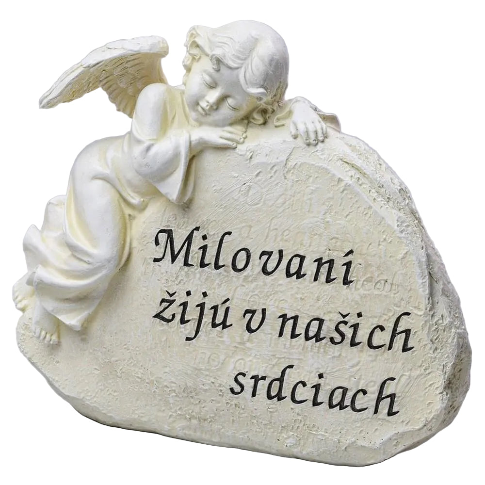 Anjel s kameňom 21cm - Milovaní žijú v našich srdciach