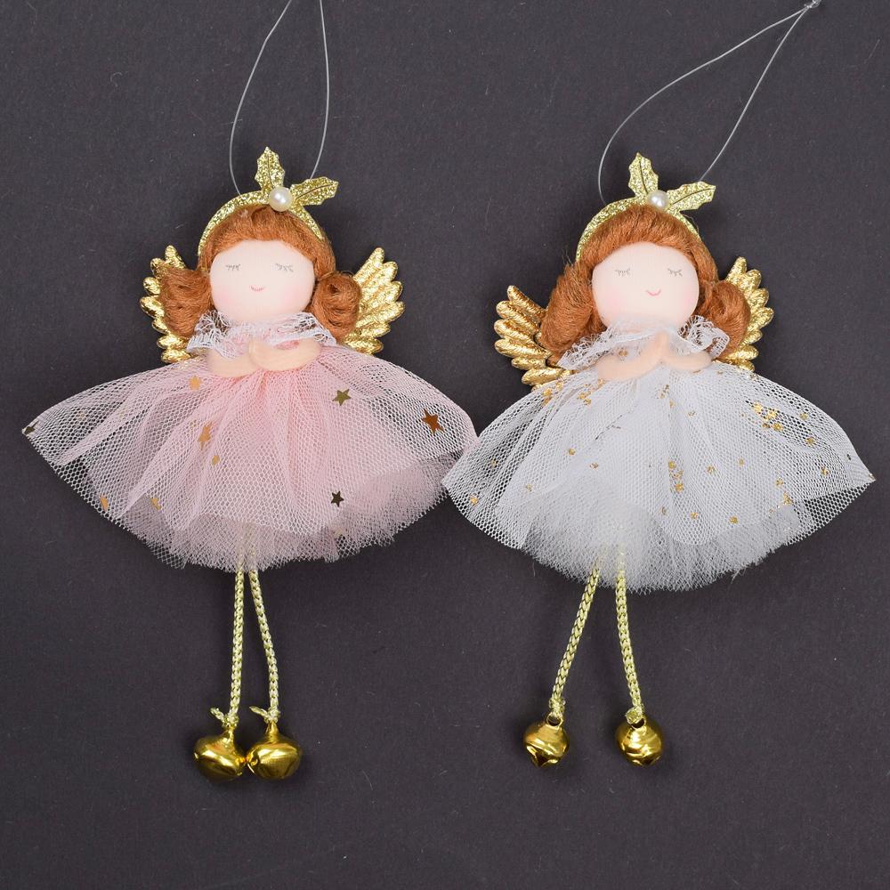 Bábika záves 14,5cm ružová so zlatými krídlami