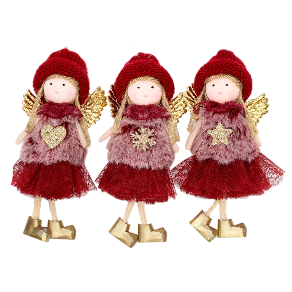 Anjel záves 15,5cm červený so zlatými krídlami mix