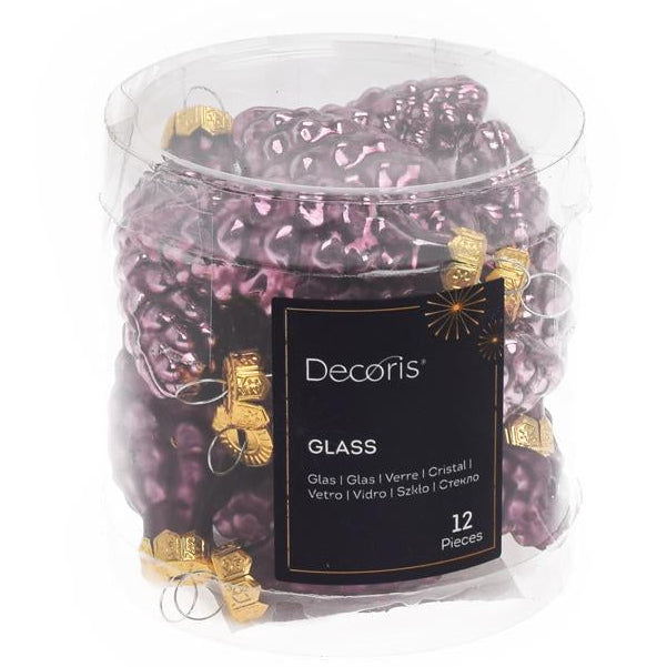 Vianočné šišky sklenené tmavo bordové - 12ks/balenie