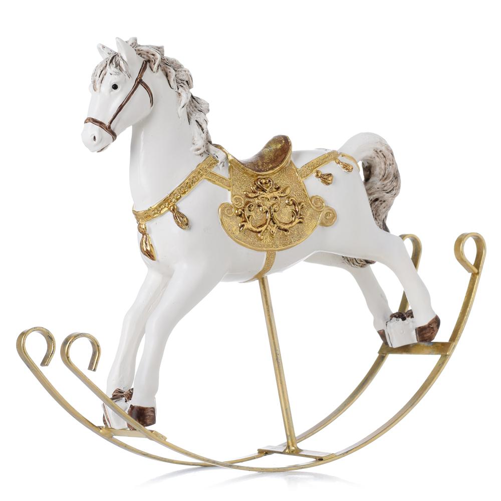 Hojdací koník bielo zlatý 25cm