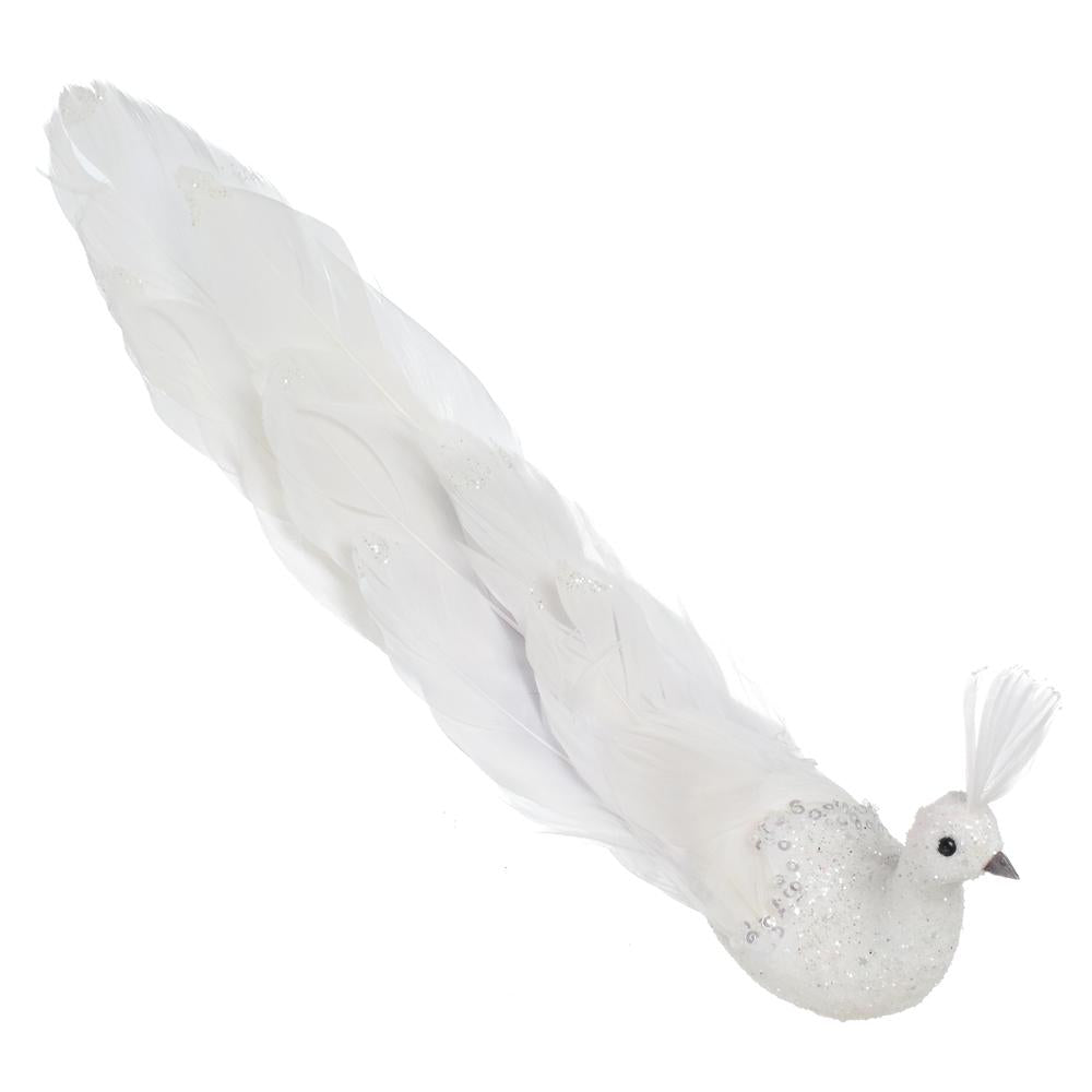 Páv s pierkami biely 26cm