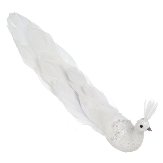 Páv s pierkami biely 26cm