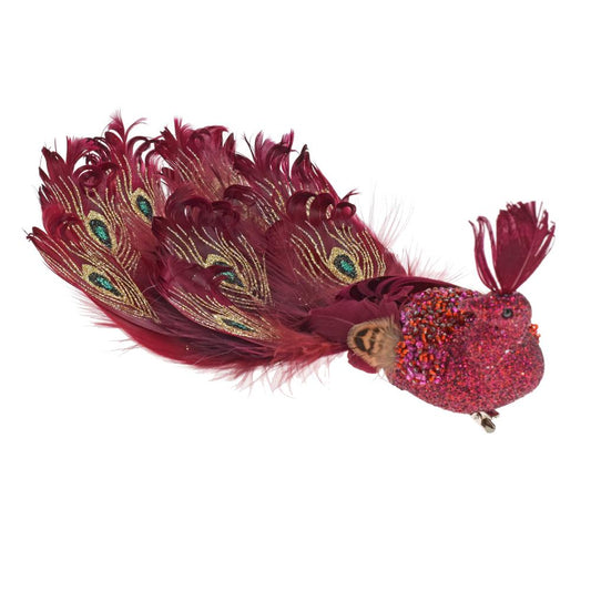 Páv bordový s diamantmi 25cm