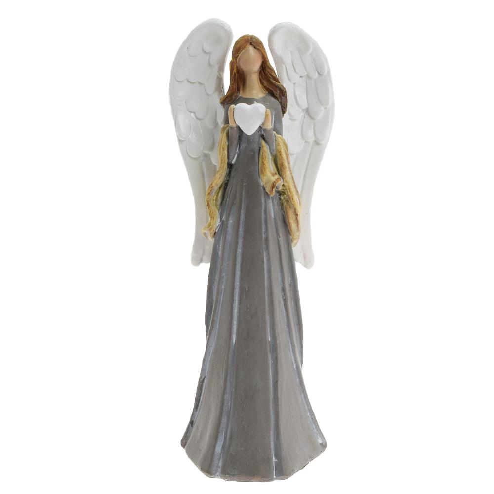 Anjel vianočný s bielym srdcom 21cm