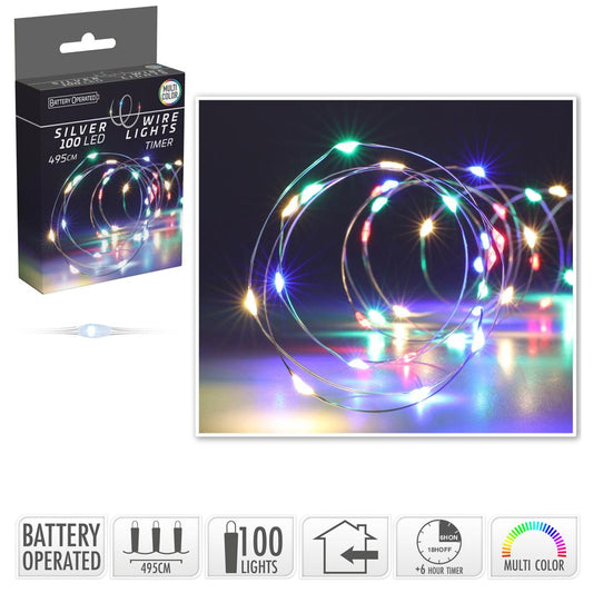 LED Svetelná reťaz farebná - 100 LED (495cm) s časovačom
