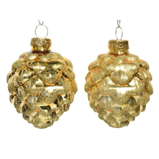 Vianočné šišky sklenené zlaté - 6ks/balenie