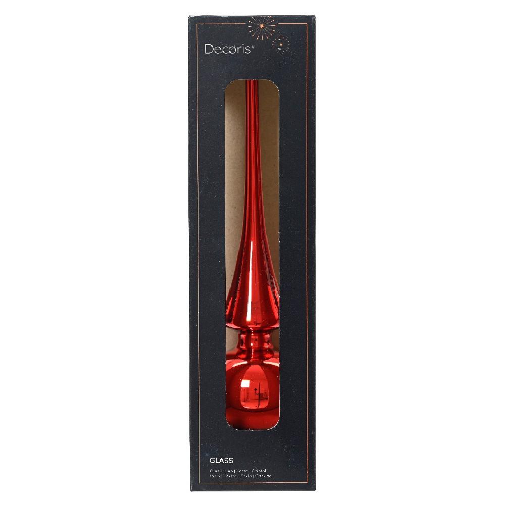 Špic sklenený na vianočný stromček červený 26cm