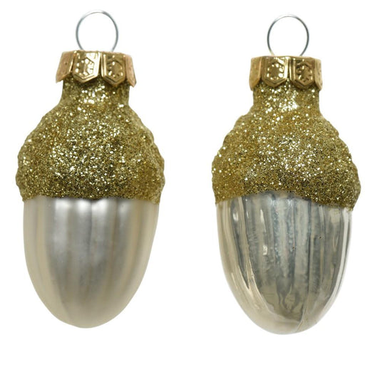 Vianočné oriešky sklenené zlaté - 12ks/balenie