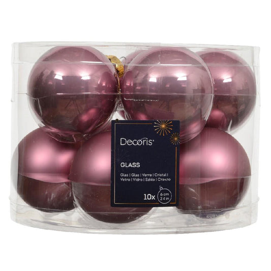Vianočné gule sklenené ružové - 10ks/balenie