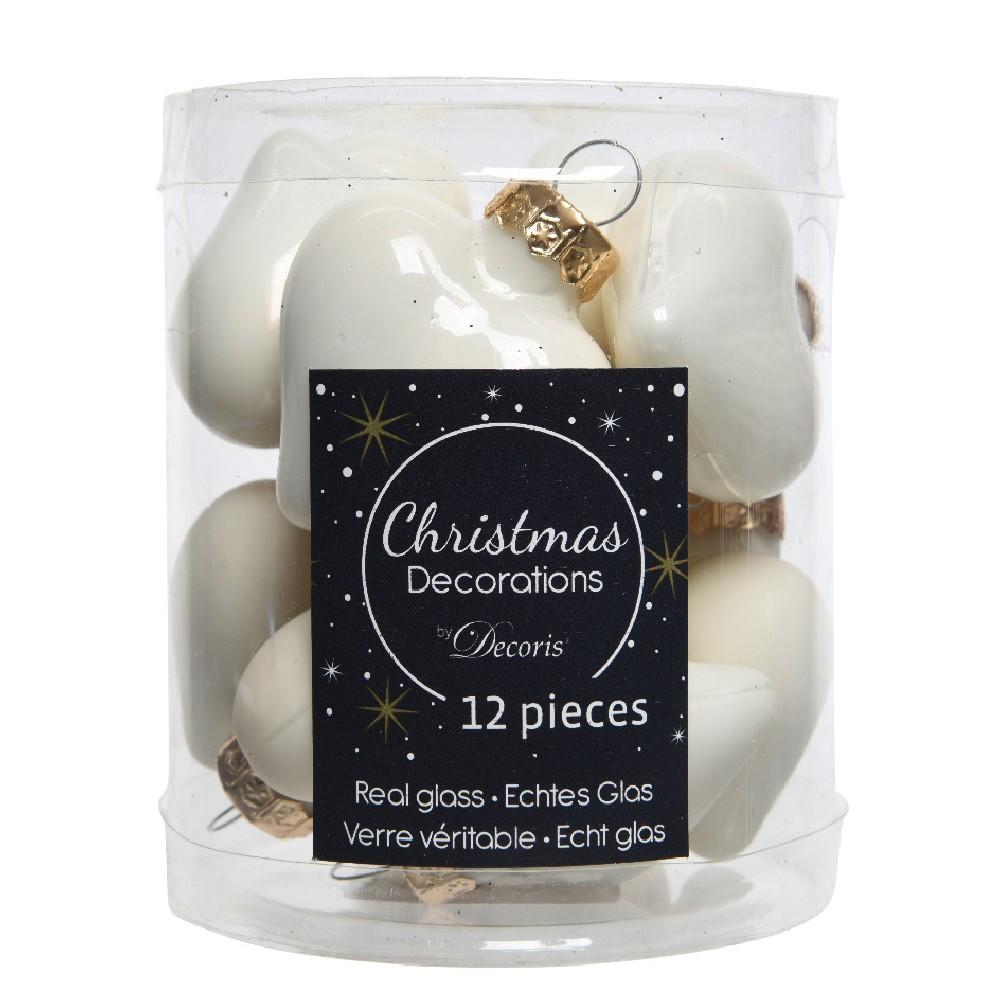 Vianočné srdcia sklenené maslové - 12ks/balenie