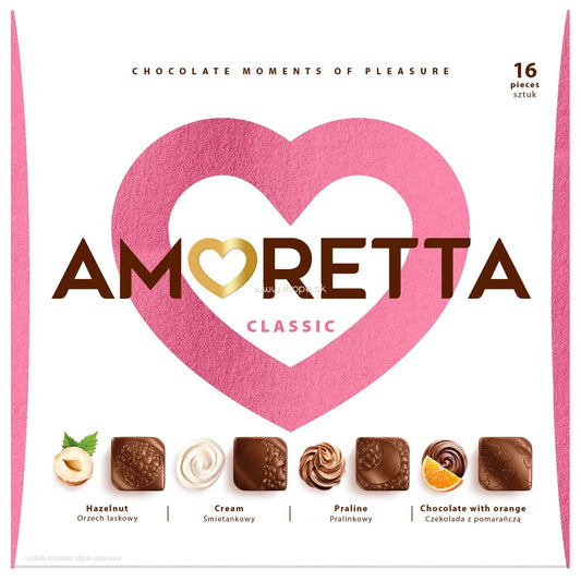 Amoretta dezert 106g - Classic: lieskový orech, smotana, čokoláda s pomarančom a pralinka