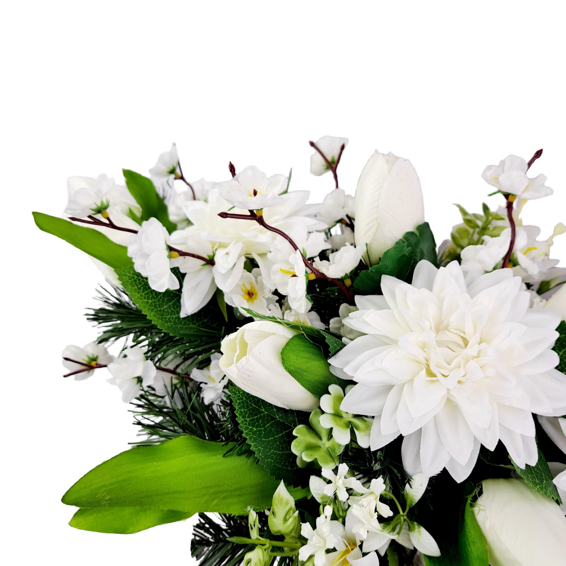 Jarný aranžmán - Biele tulipány 55cm