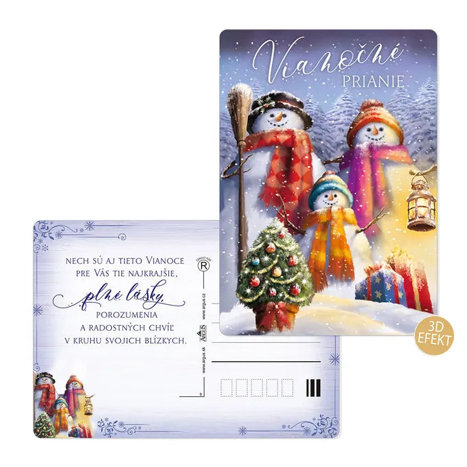 3D Pozdrav - Vianočné prianie - Snehuliaci