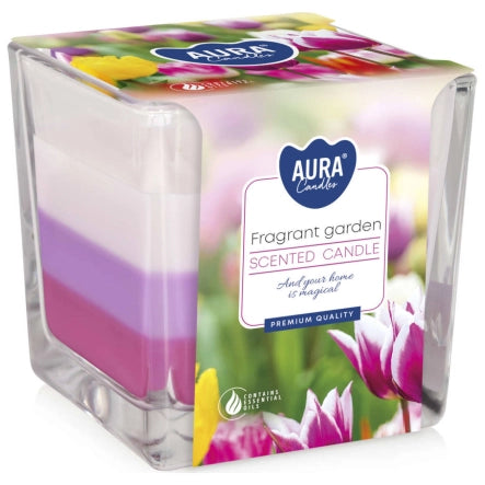 Dvojknôtová vonná sviečka v skle trikolóra - Fragrant Garden