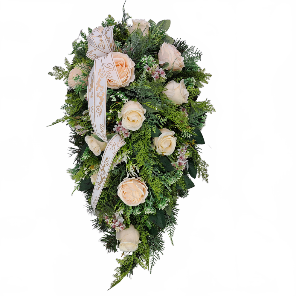 Smútočná kytica kvapka - Marhuľová ruže 70cm