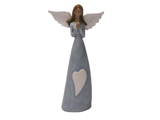 Anjel modrý s bielym srdiečkom 13cm