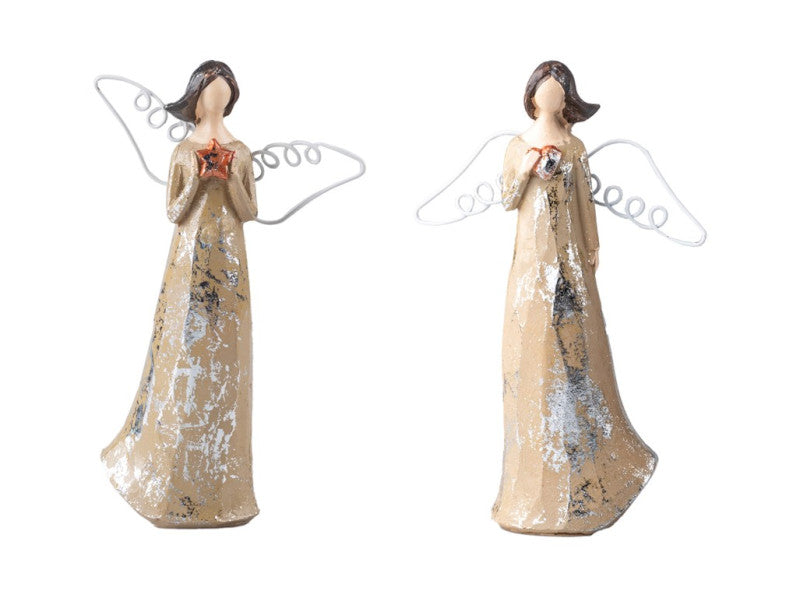 Anjel s kovovými krídlami zlatý 15cm