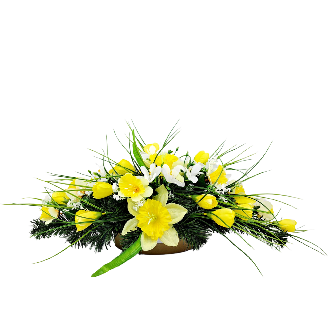 Jarný aranžmán - Žlté narcisy 55cm