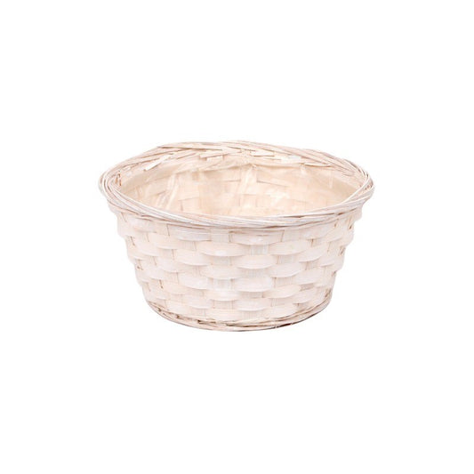 Košík bambusový biely 20cm (okrúhly)