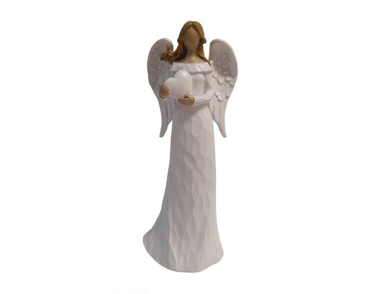 Anjel so srdiečkom 20,5cm - biely