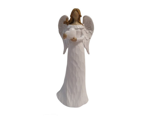 Anjel so srdiečkom 20,5cm - biely