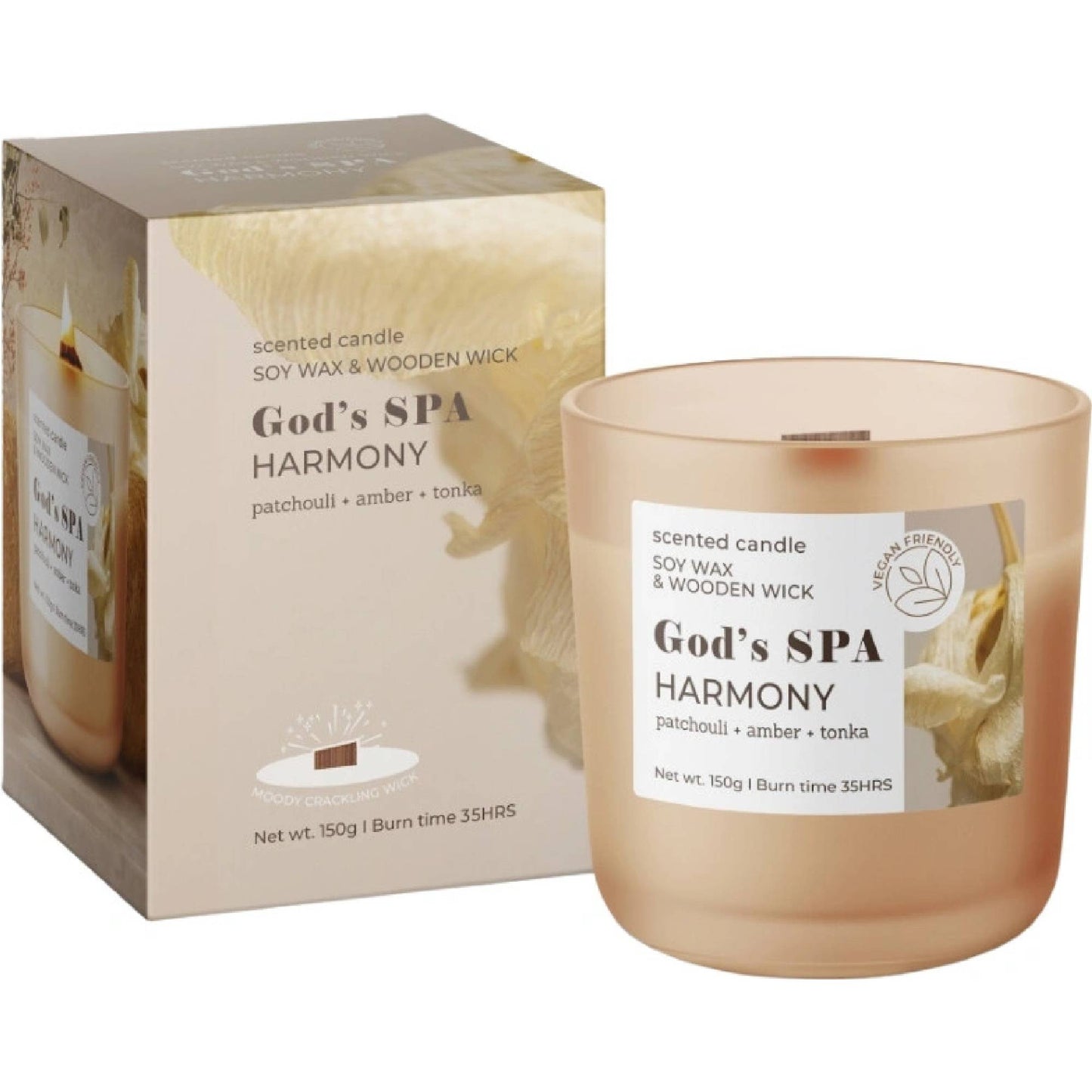 Sójová sviečka s dreveným knôtom - God´s SPA HARMONY 150g