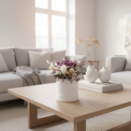 Flowerbox stabilizovaná ruža - ETERNAL Flowers - Fialová