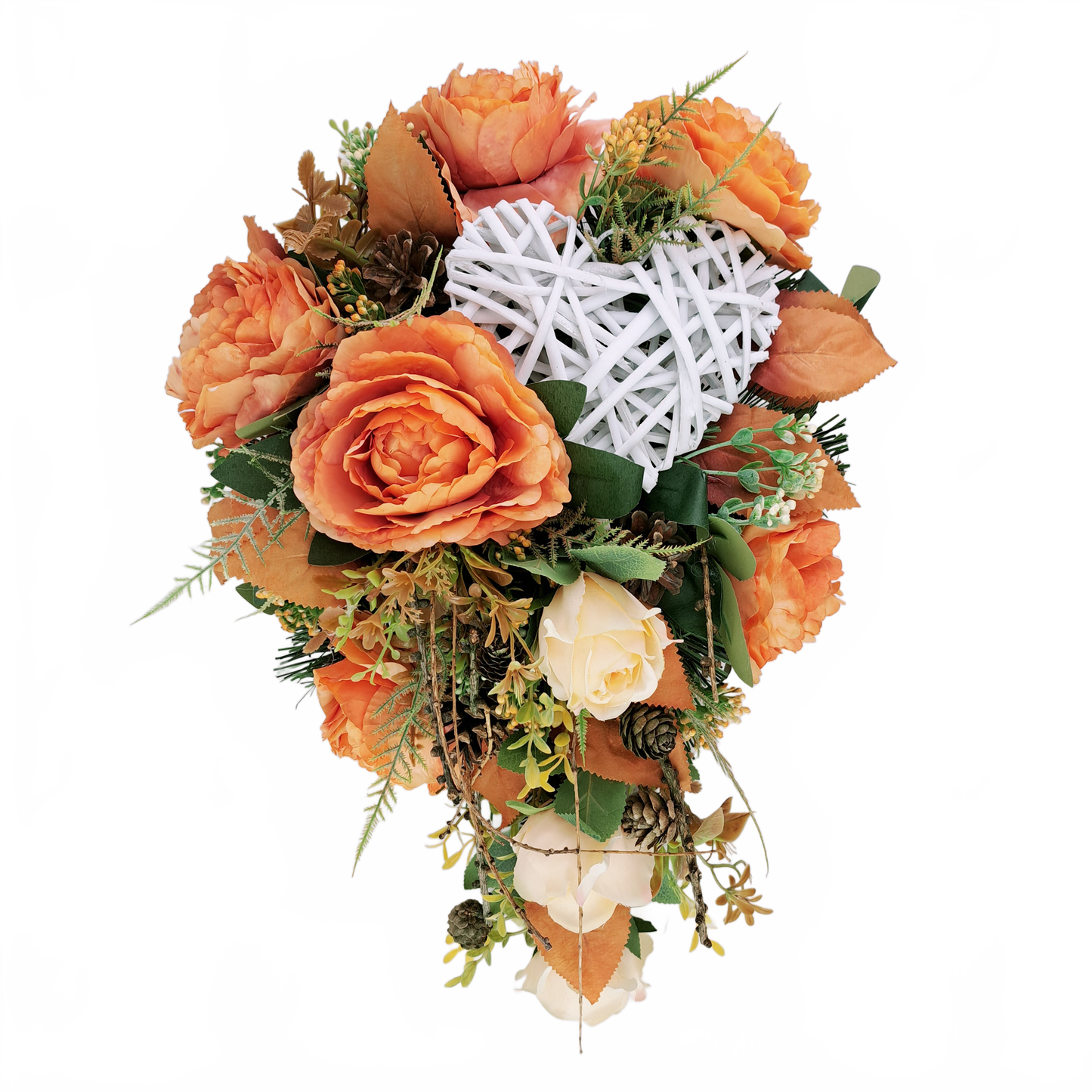 Smútočná kytica 50cm - Ikebana oranžová Srdce