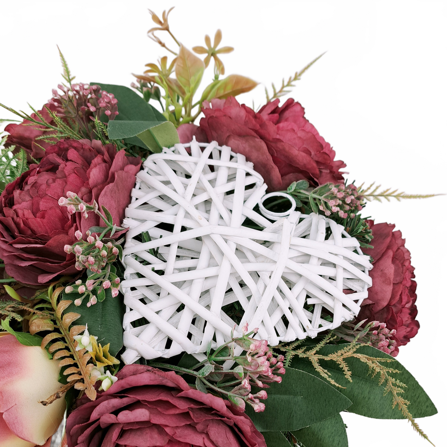 Smútočná kytica 50cm - Ikebana bordová Srdce
