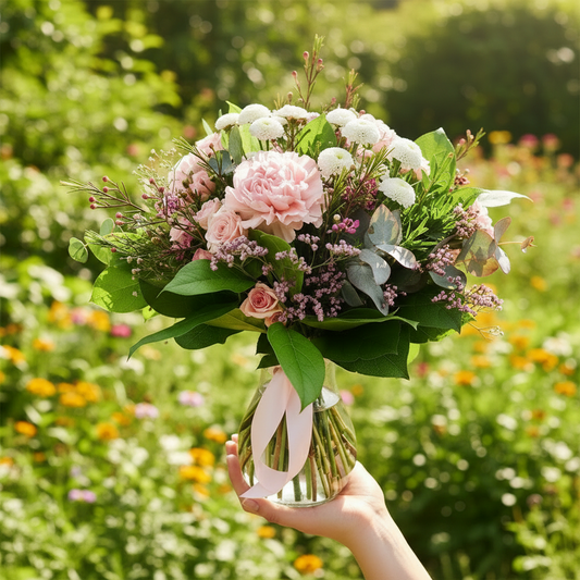 Novinka Kytica trsových ruží a santín ružová