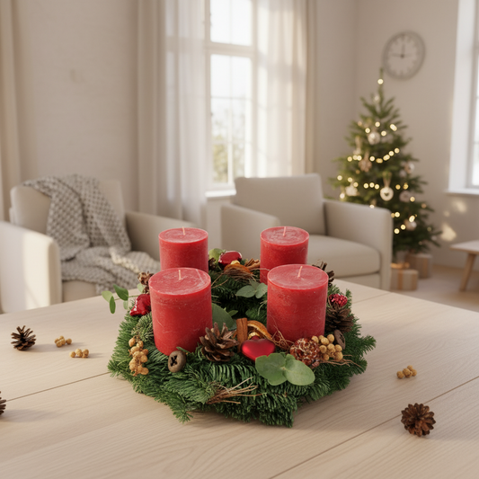 Adventný veniec - Červený prírodný