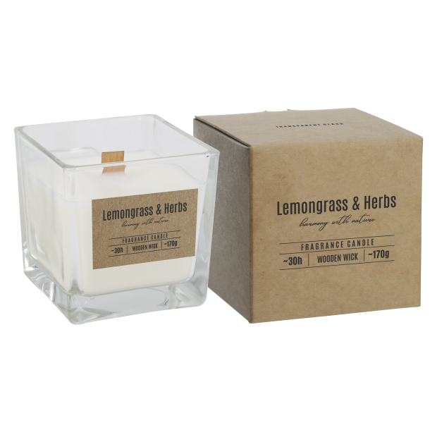 Sviečka s dreveným knôtom - Lemongarss and Herbs 170g