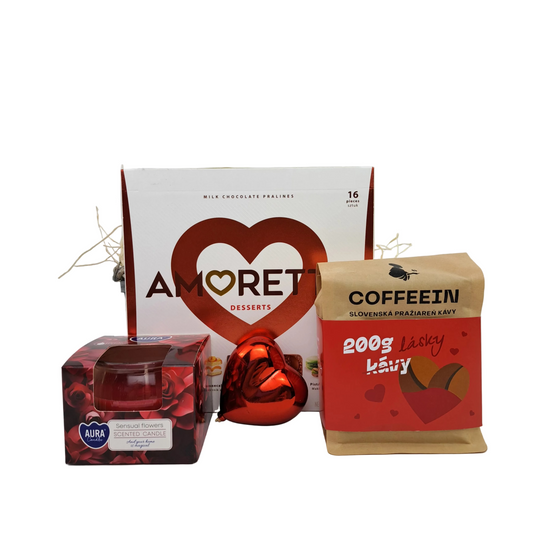 Valentínsky darčekový kôš s kávou