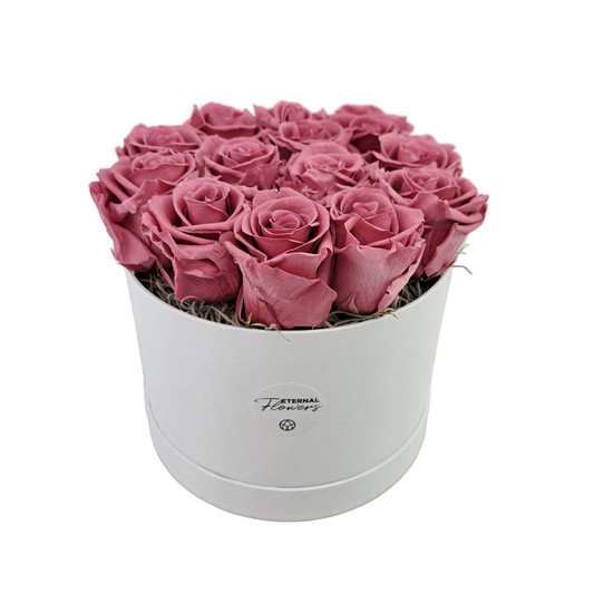 Flowerbox 13 stabilizovaných ruží - ETERNAL Flowers - Cherry pink