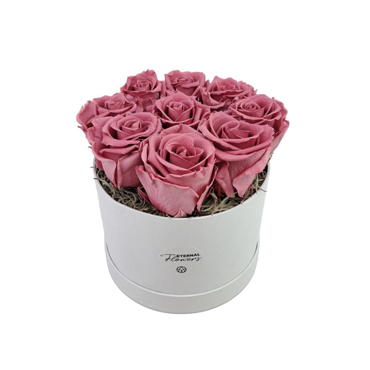 Flowerbox 9 stabilizovaných ruží - ETERNAL Flowers - Cherry pink