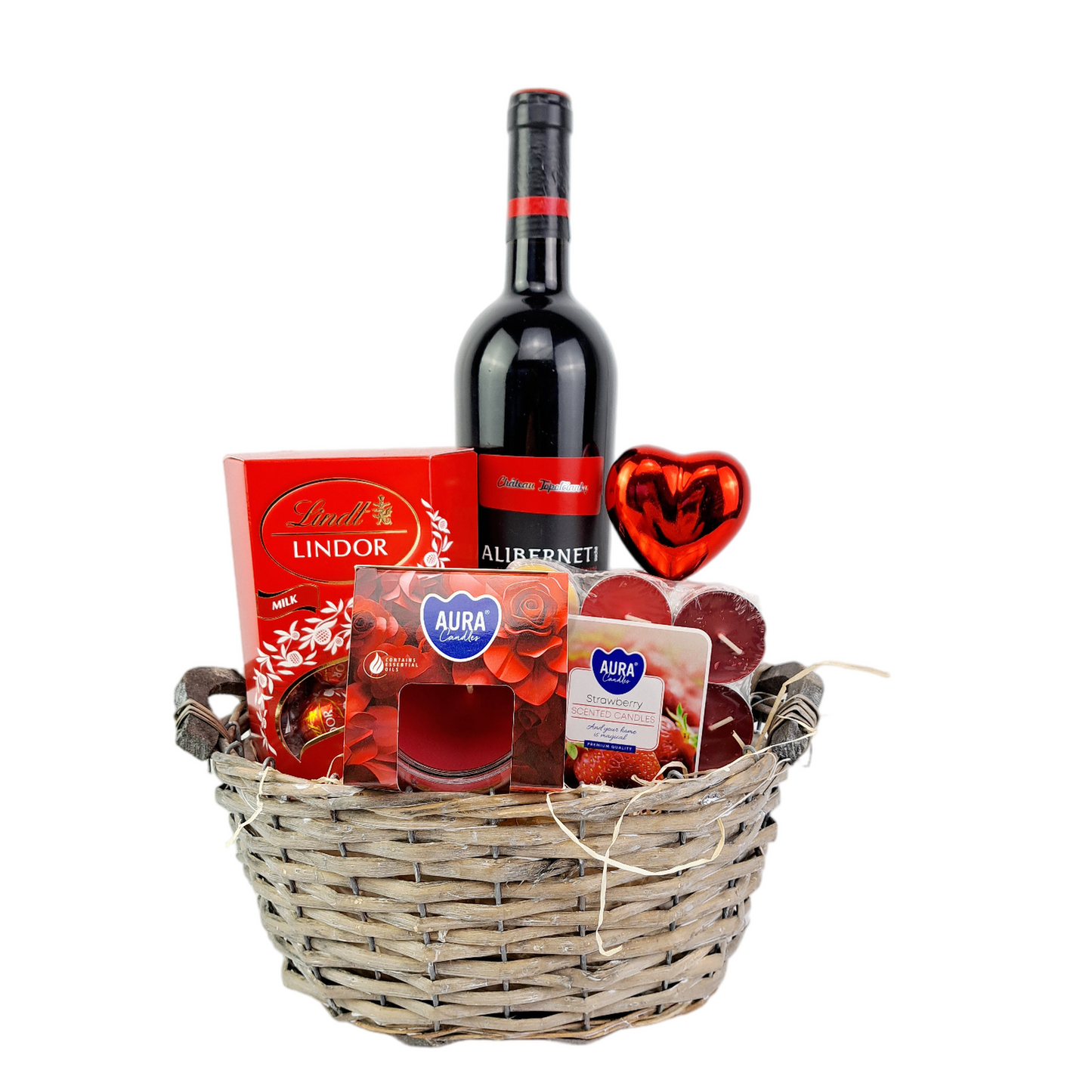 Romantický kôš s červeným vínom Deluxe
