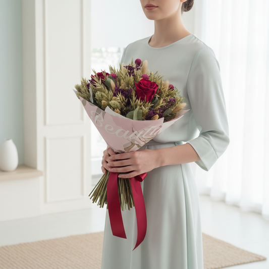 Donáška kvetov - Sušená kytica „Magenta Charm“ - slovenske-kvety.sk