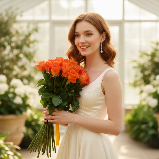 Donáška kvetov - Novinka 25 oranžových ruží Miss Lisa 55cm - slovenske-kvety.sk