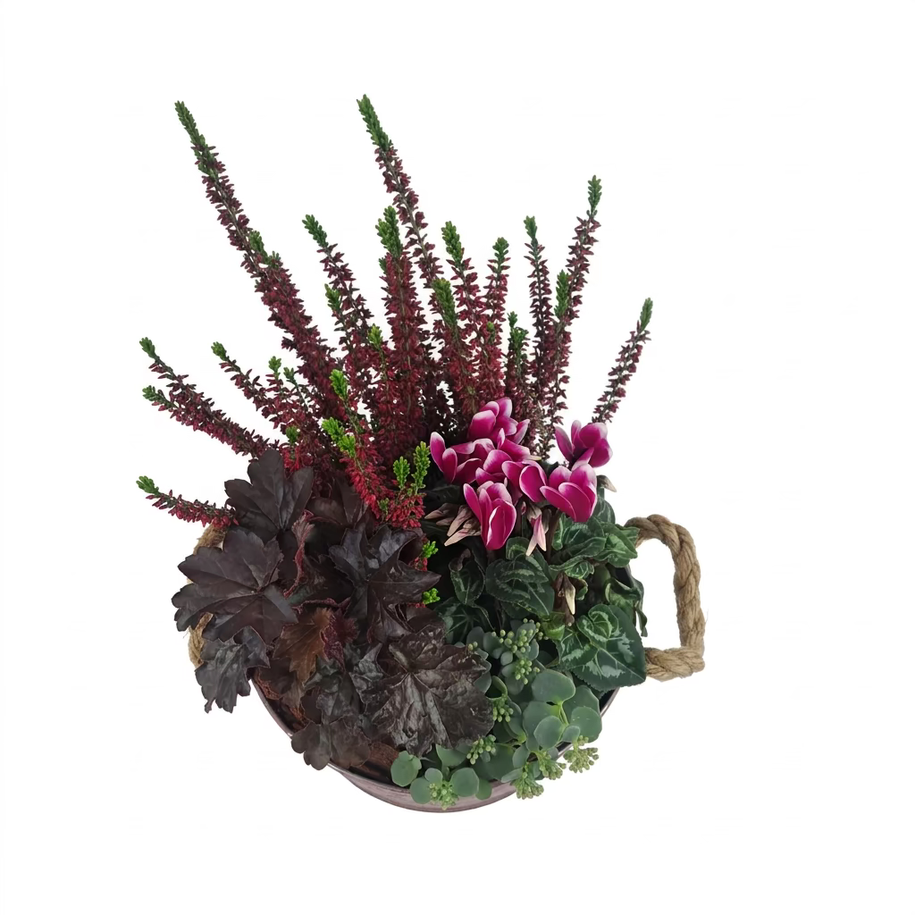 Aranžmán plný kvetov v ružovom vedierku – Flowers Garden