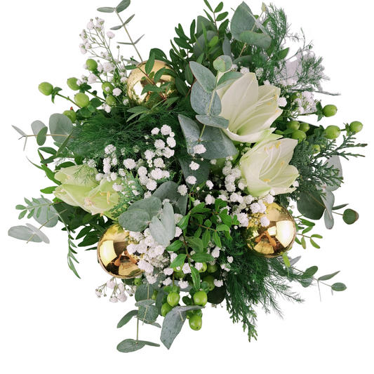 Biely amaryllis s eukalyptom