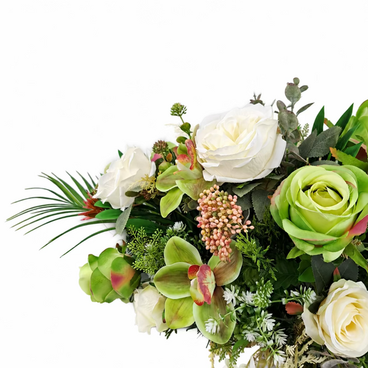 Veľká smútočná kytica Elisabeth - Zelené ruže a orchidey