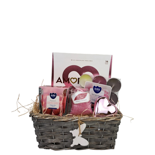 Valentínsky darčekový kôš - Ružový